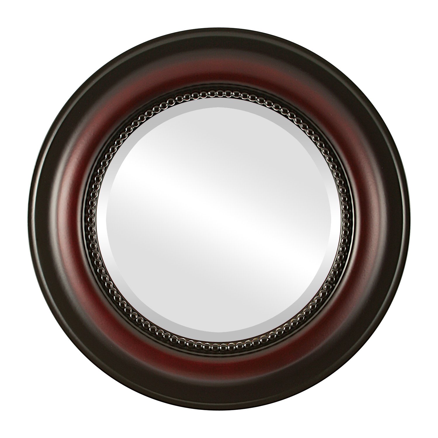 Heritage Style Rosewood Round Beveled Wall Mirror - 23x23 Inches - Elegant Home Decor for Living Room, Bedroom & Entryway