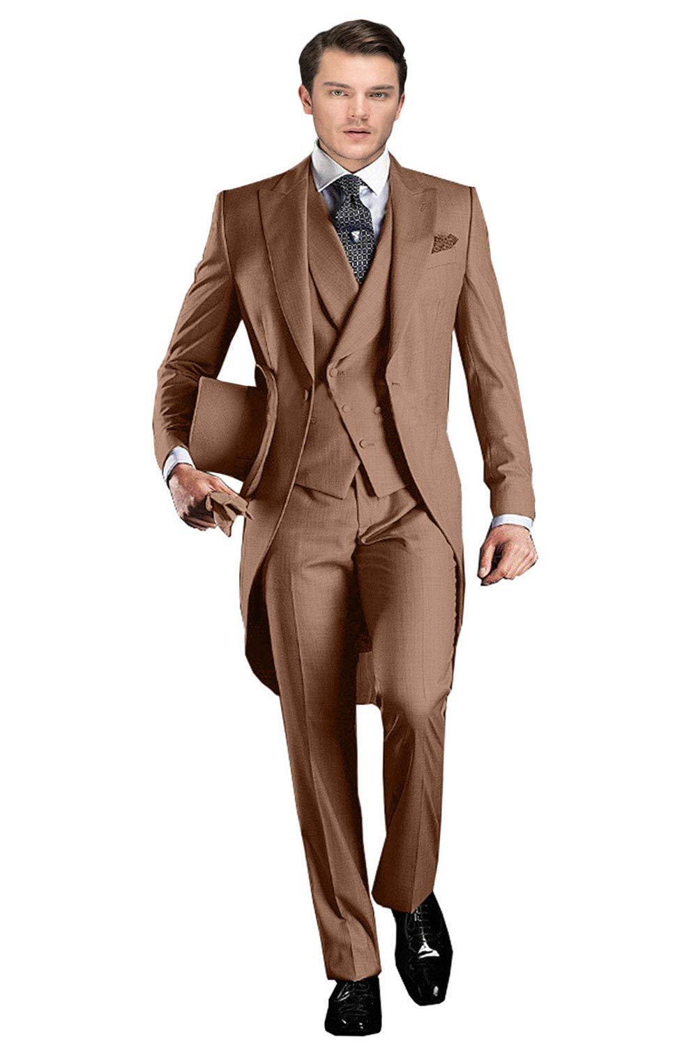 Wemaliyzd Men's 3-Piece Tuxedo Suit - Classic Fit Double Breasted Vest & Pants Set | Formal Wedding, Prom, Black Tie Event Outfit