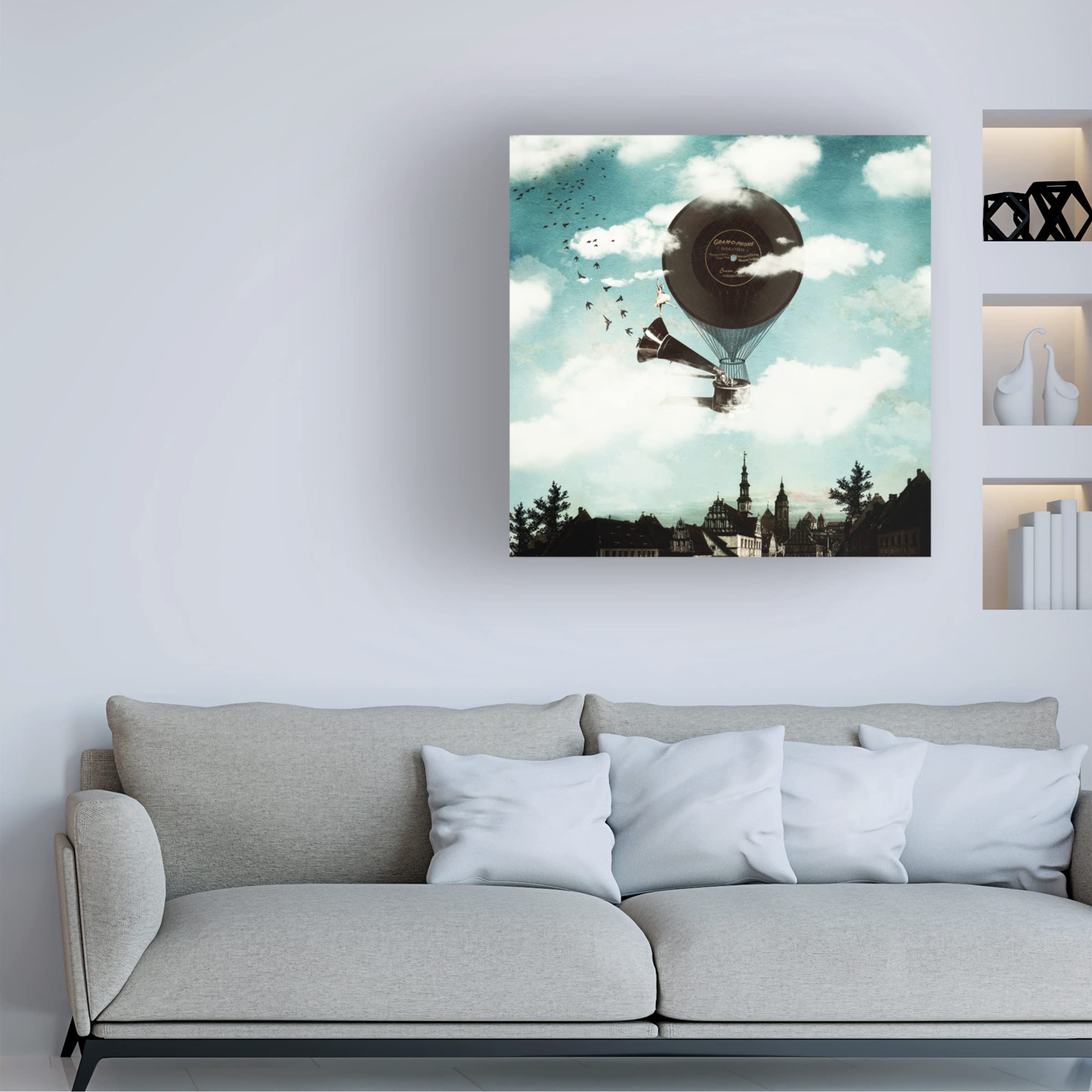Paula Belle Flores 'The Travelling Ballerina' Canvas Wall Art Print - Elegant Ballet Home Decor for Living Room, Bedroom & Office