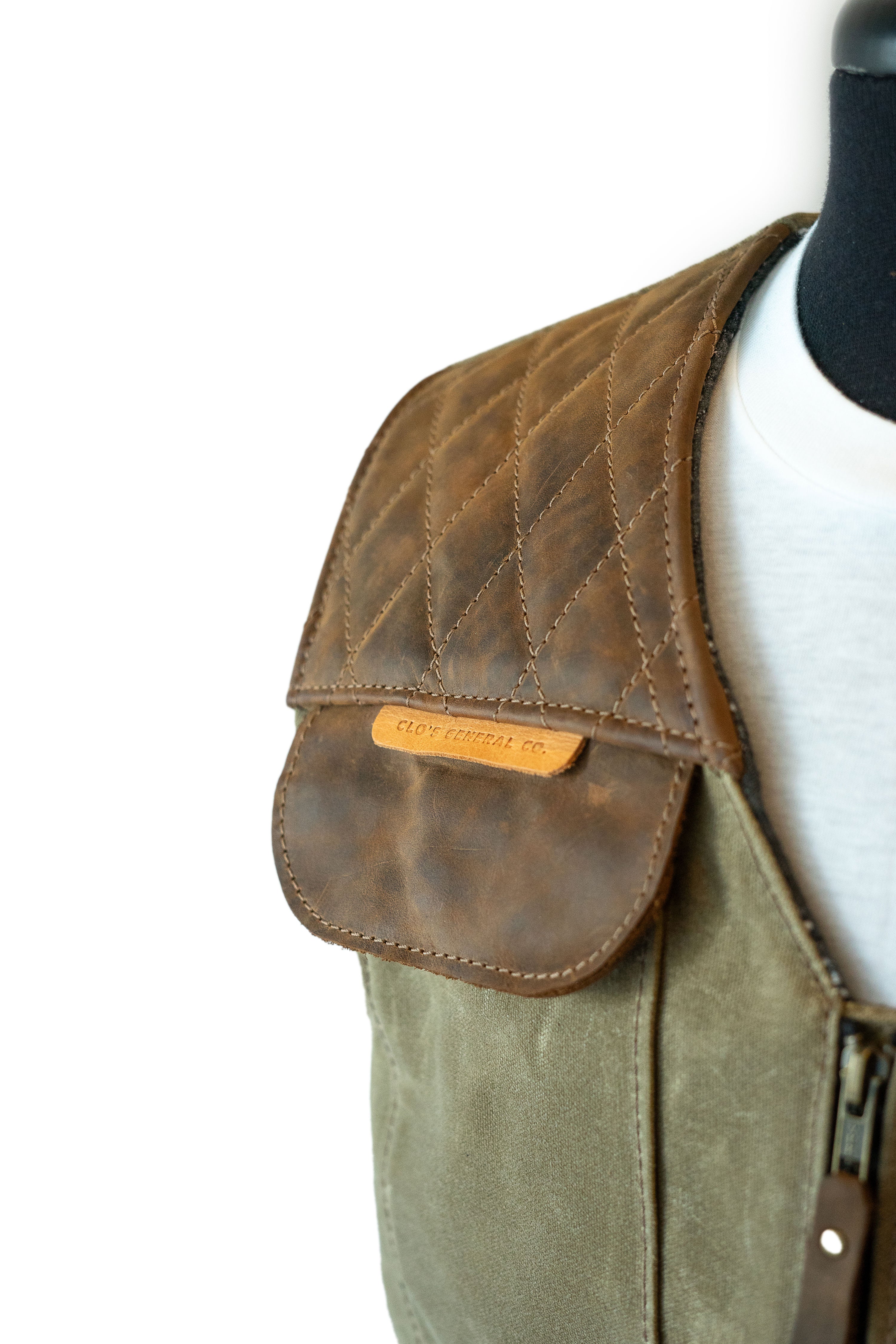 **PREORDER: LIMITED EDITION Field Tan Green Canvas & Brown Leather Vest – Stylish Outdoor Adventure & Casual Wear**