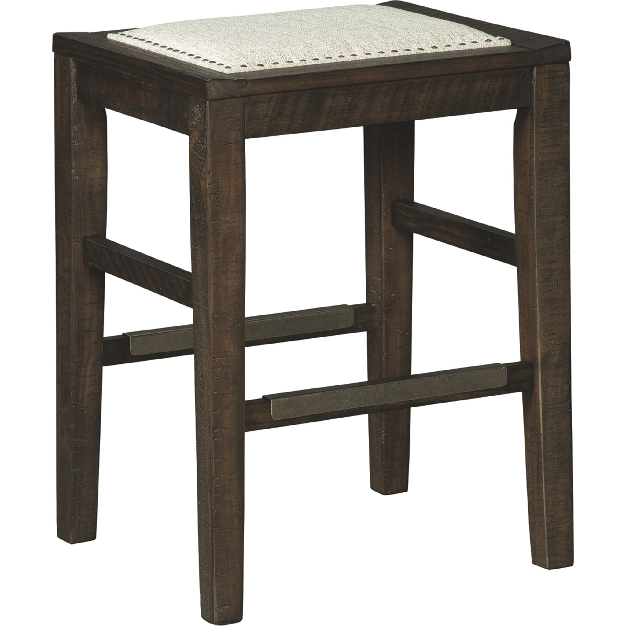 Artisan Counter Height Stool - Dark Brown Wooden Bar Stool with Backrest (D498-024) - Perfect for Kitchen Islands, Breakfast Bars & Home Decor