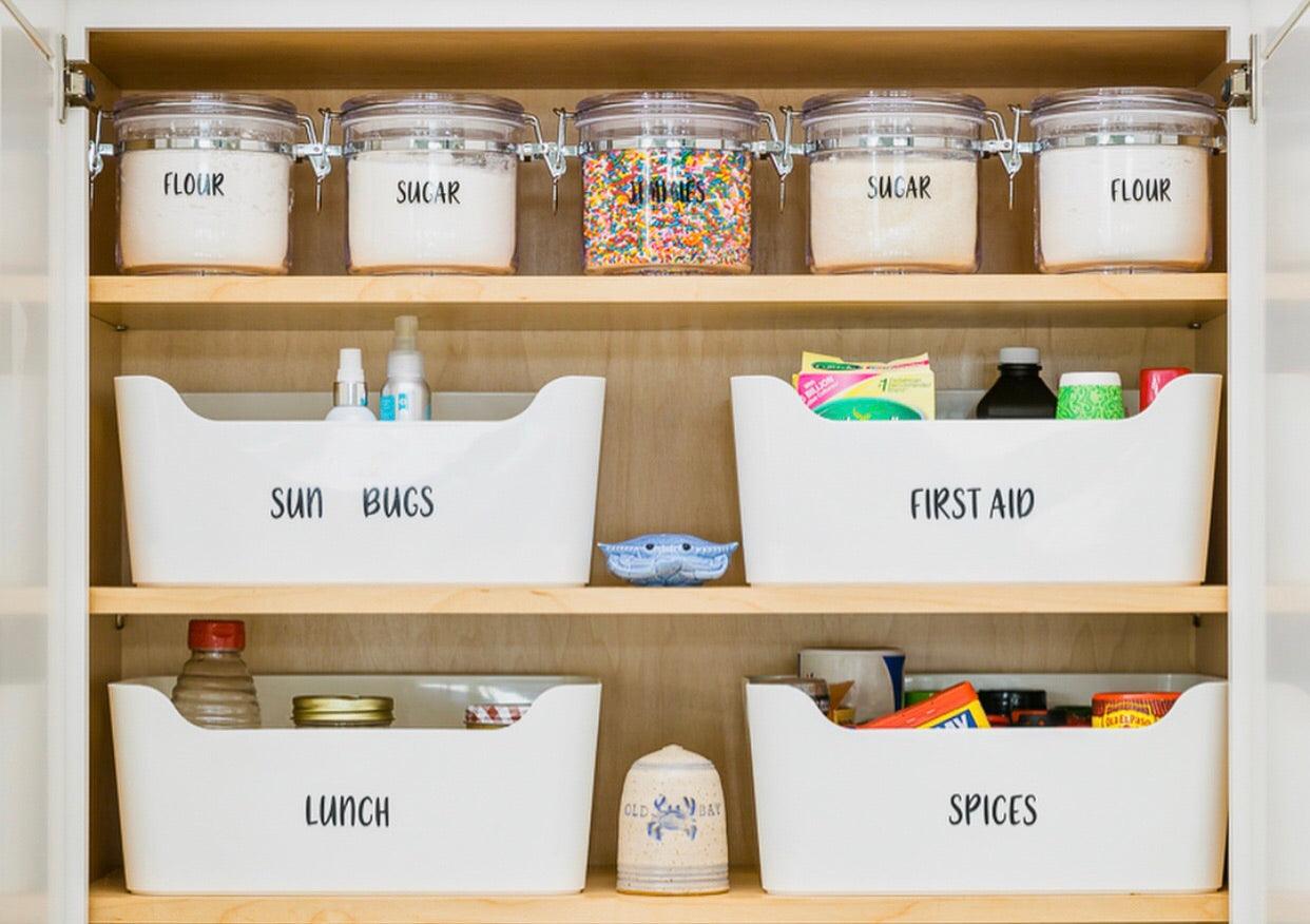 Custom Refrigerator & Medium Storage Bin Vinyl Labels - Waterproof, Durable for Kitchen, Pantry & Organization - Perfect for Food Storage, Spice Jars & Home Organization
