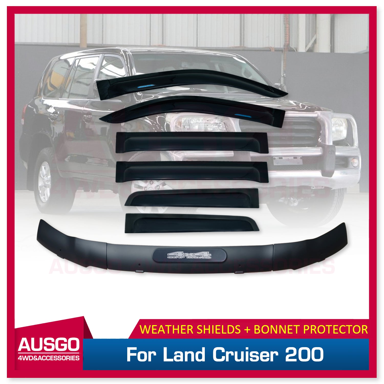 Toyota Land Cruiser 200 (LC200) 2007-2015 Wide Weather Shields & Bonnet Protector - Durable Car Accessories for Rain, Sun & Off-Road Protection