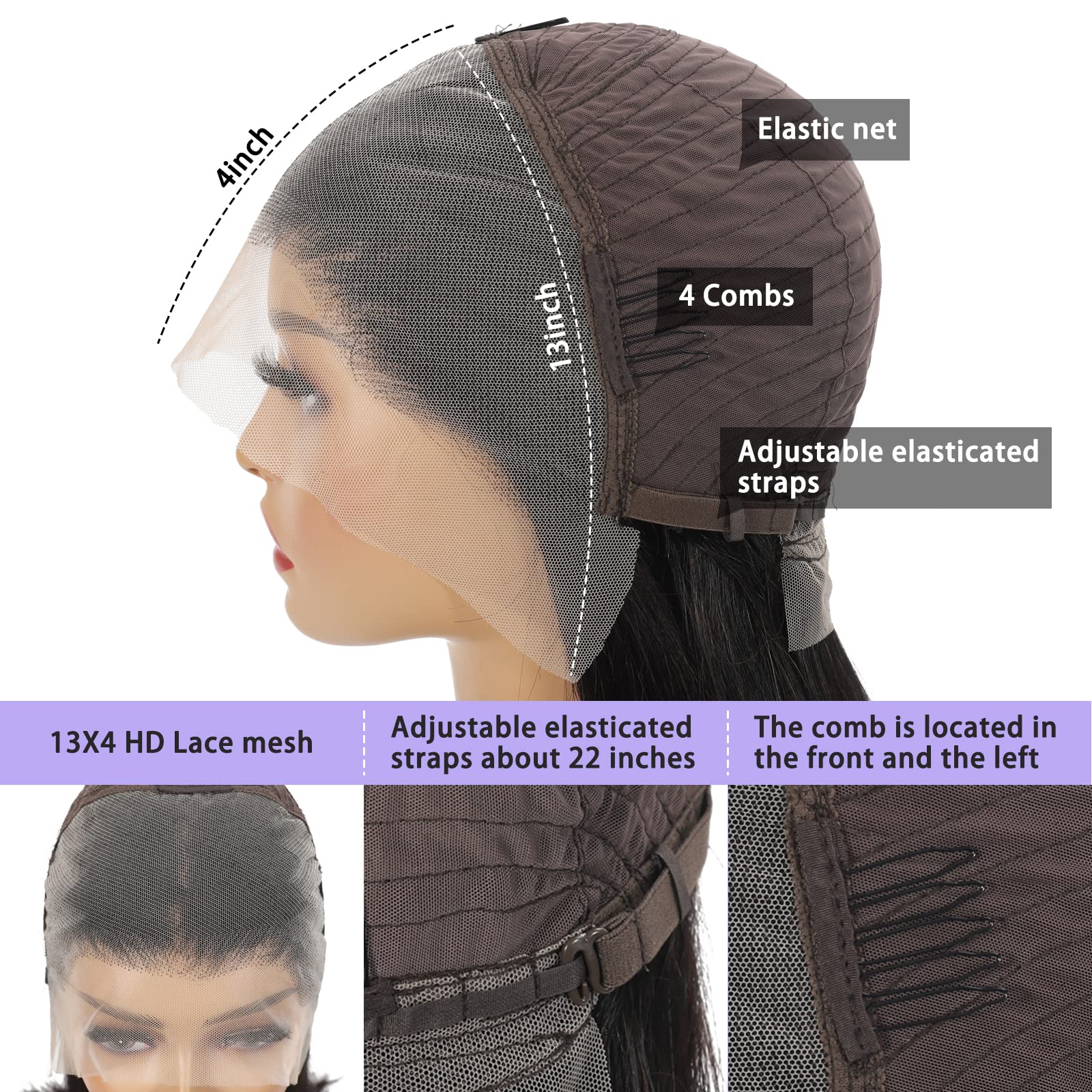 10 Inch HD Lace Front Bob Wig - 13x4 Pre-Plucked Human Hair Wig with 180% Density - Glueless Straight Short Bob Wig for Black Women (Natural Color) - Perfect for Daily Wear, Cosplay & Special Occasions