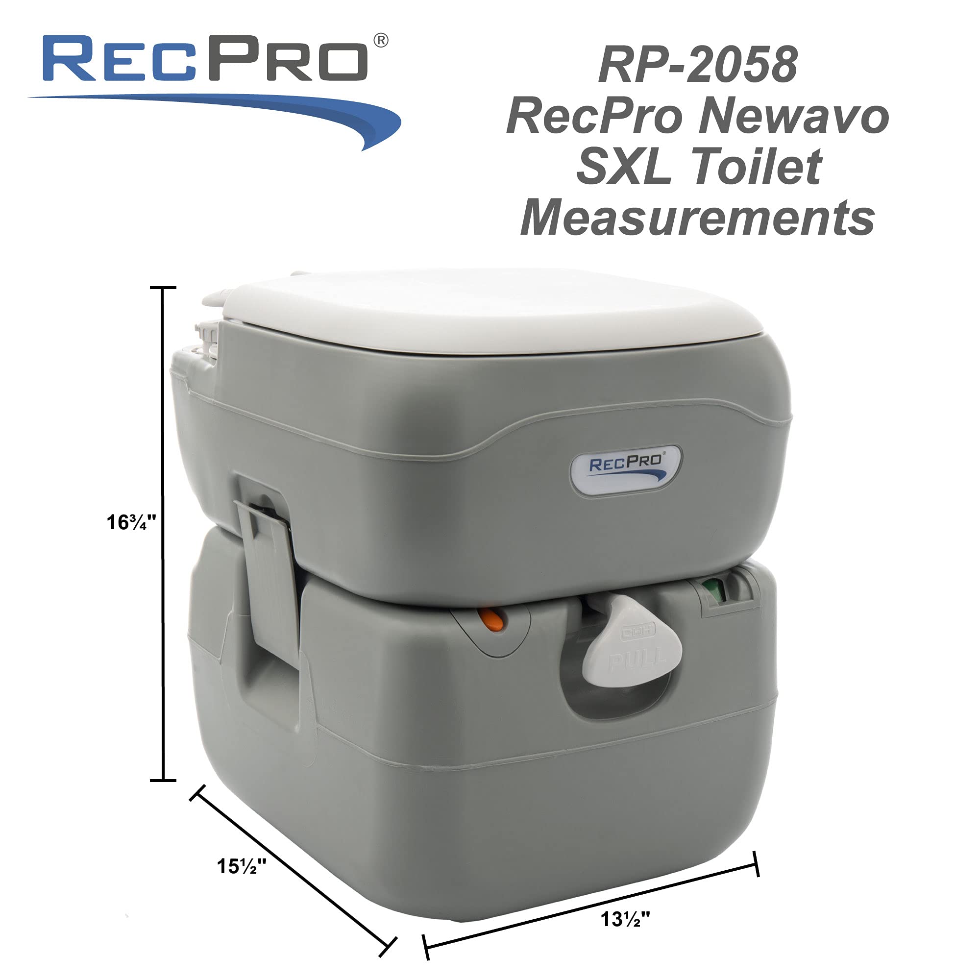 RecPro RV Toilet 5.8 Gallon Portable - Lightweight Camping & Travel Toilet with Level Indicator | 12L Fresh Water Tank & 22L Waste Tank | Perfect for RVs, Campers, Boats & Outdoor Adventures