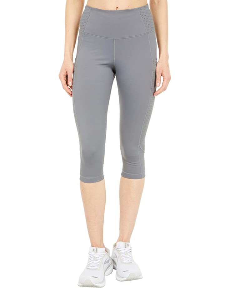Brooks Method 1/2 Crop Tights for Women - XS Gray with Drawstring Waist | Yoga, Running & Workout Leggings