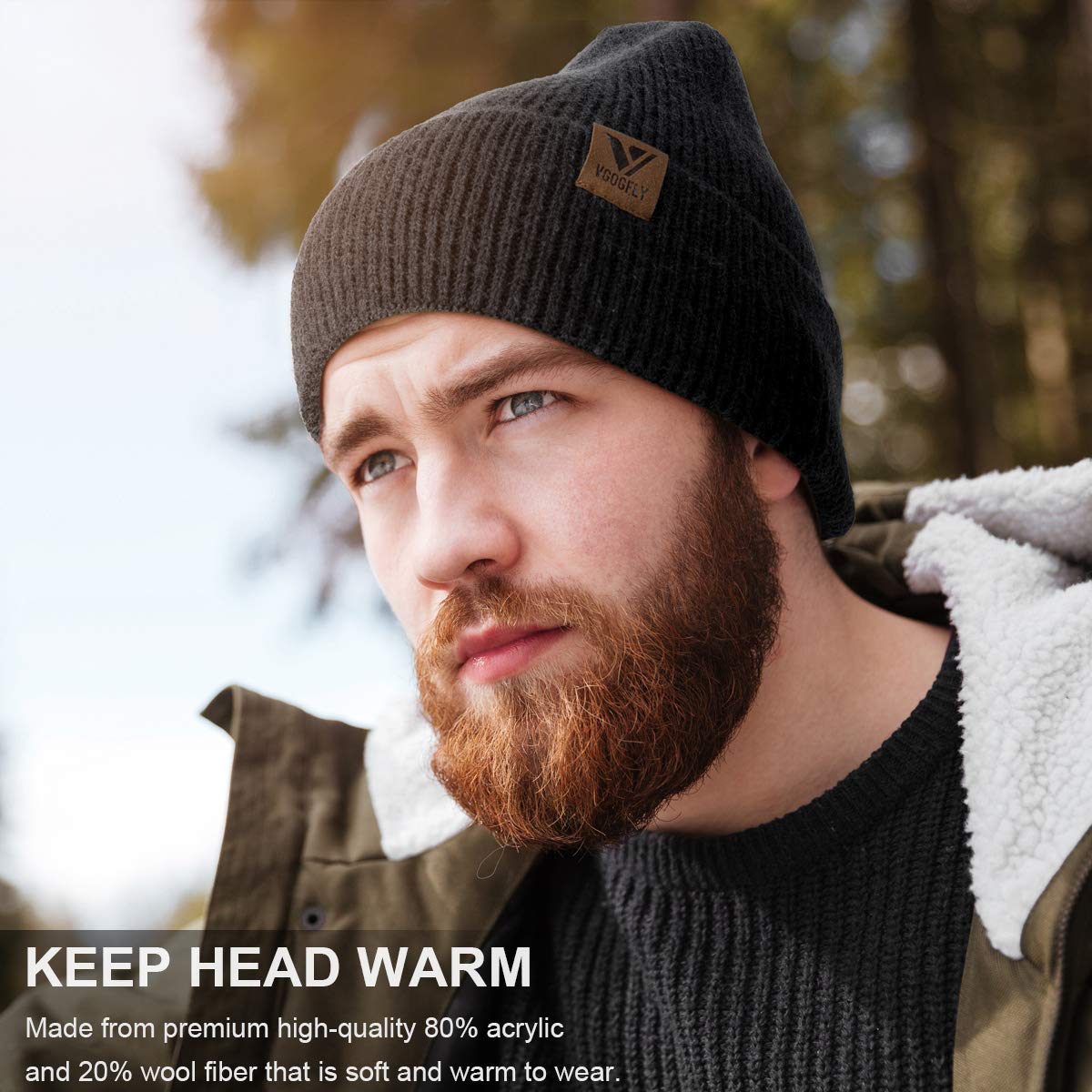 Vgogfly Men's & Women's Slouchy Knit Beanie - Warm Winter Skull Cap with Striped & Plain Options - Cozy Cuffed Stocking Hat for Cold Weather | Perfect for Skiing, Snowboarding & Outdoor Activities
