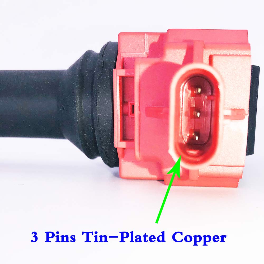 4-Pack Red High Performance Ignition Coil Set Compatible with Toyota 86/FT86/GT86 & Subaru BRZ/Forester/XV Crosstrek/Legacy/Outback 2.0L 2.5L (2013+) - Replaces OEM 22433-AA67A FK0453 UF721 - Improves Engine Power & Fuel Efficiency for Daily Driving & Racing