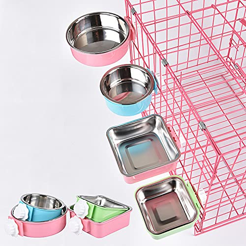 Luck Dawn Stainless Steel Removable Hanging Pet Bowl - 2 Pack Small Crate Food & Water Dish with Bolt Holder for Dogs, Puppies, Cats, Rabbits, Birds & Small Animals - Perfect for Cages, Kennels & Travel Use