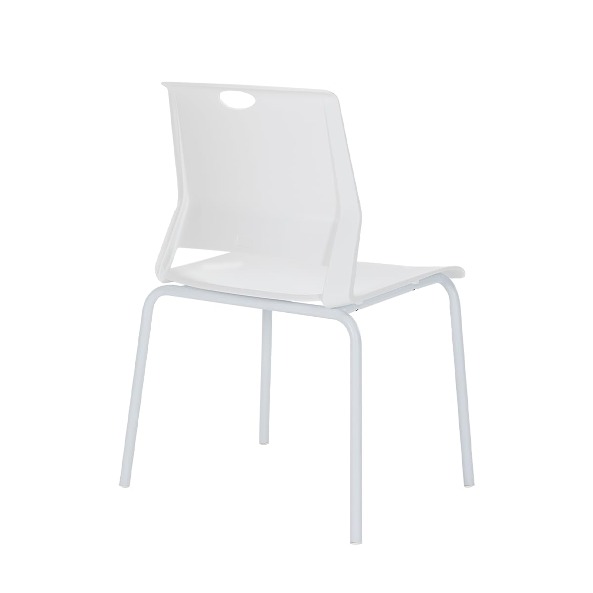 White Stackable Chairs Set of 4 - Modern Plastic Dining Chairs with Wide Seat for Office, Conference Room, Living Room & Classroom - Perfect for Home, Office & Commercial Spaces