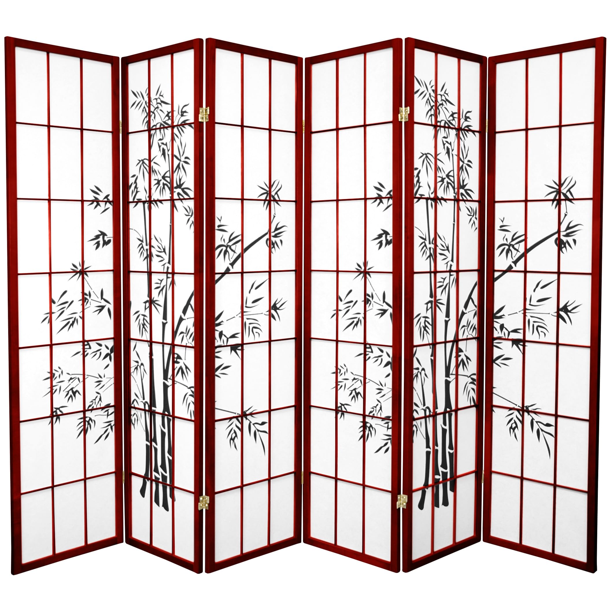Red Lantern SS-LUCKY-Rosewood 6-Panel Room Divider Screen - Handcrafted Rosewood Folding Partition for Home Decor, Office Privacy & Asian-Inspired Interior Design