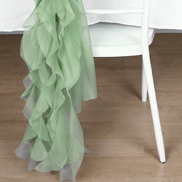 Elegant Premium Chair Cover with Curly Chiffon Ruffled Sashes - Perfect for Weddings, Banquets & Home Decor