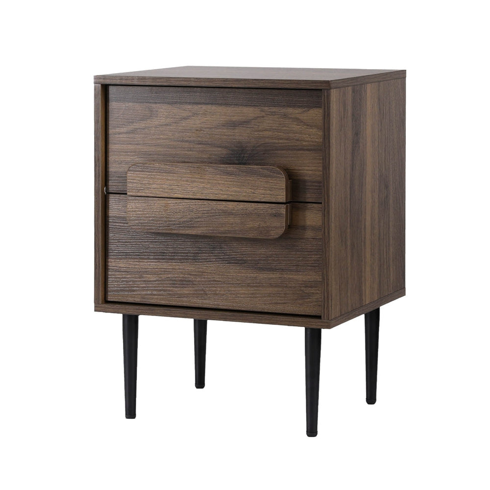 Walton Nightstand with 2 Drawers - Solid Wood Bedside Table for Bedroom, Living Room & Office - Modern Walnut Finish Storage Cabinet for Small Spaces
