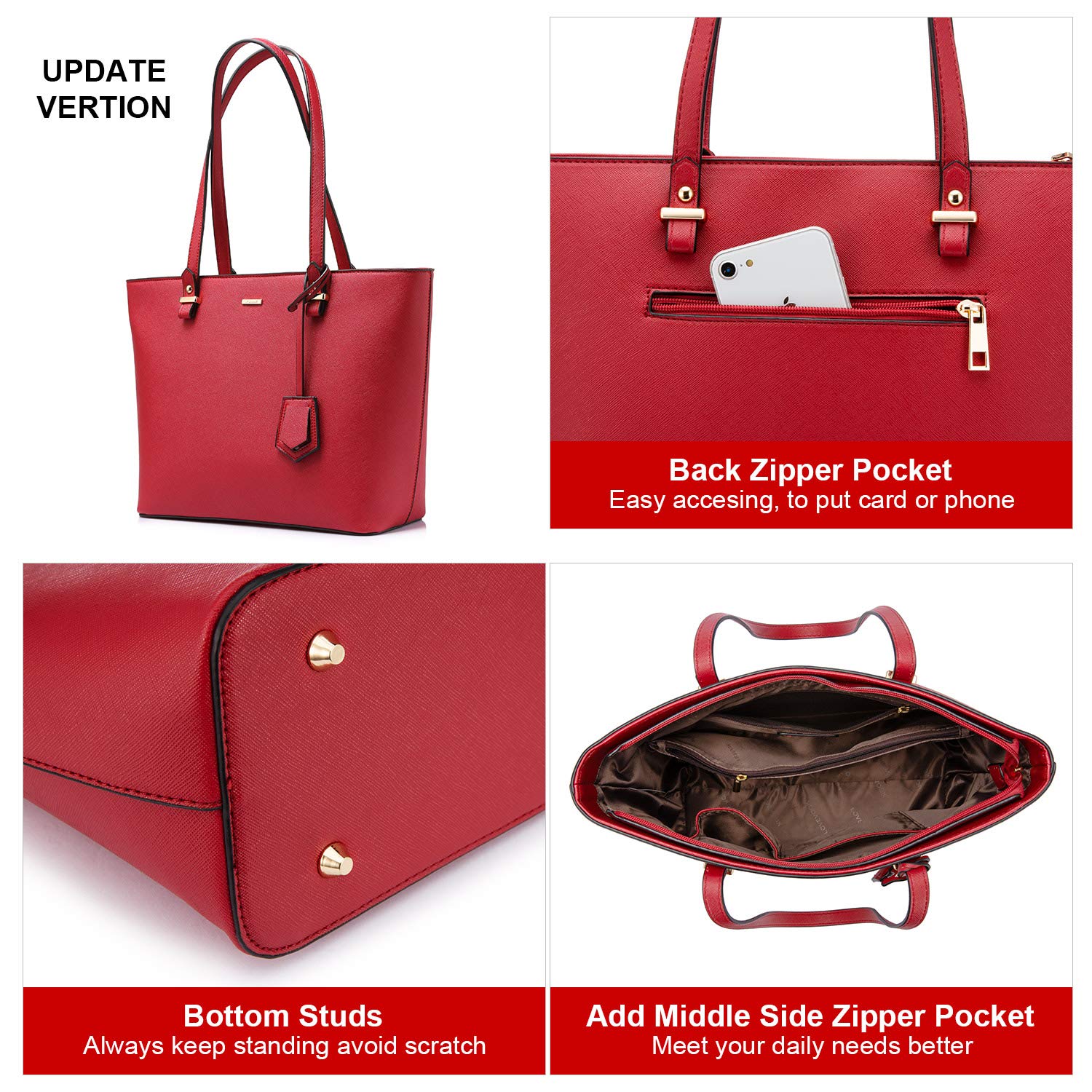 LOVEVOOK Women's Fashion Handbag Set - Tote, Shoulder & Top Handle Satchel Bags for Work, Travel & Daily Use | Stylish Purses & Accessories