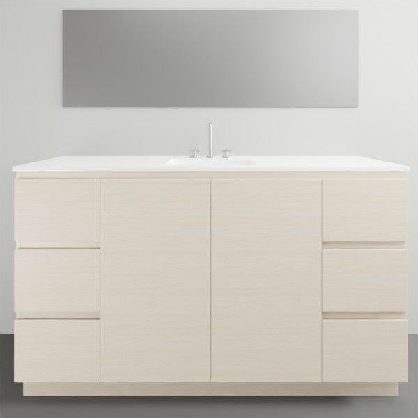 ADP Glacier Lite Door and Drawer Trio Vanity Set with Ceramic Top - Modern Bathroom Storage Solution for Small Spaces, Perfect for Powder Rooms & Guest Baths
