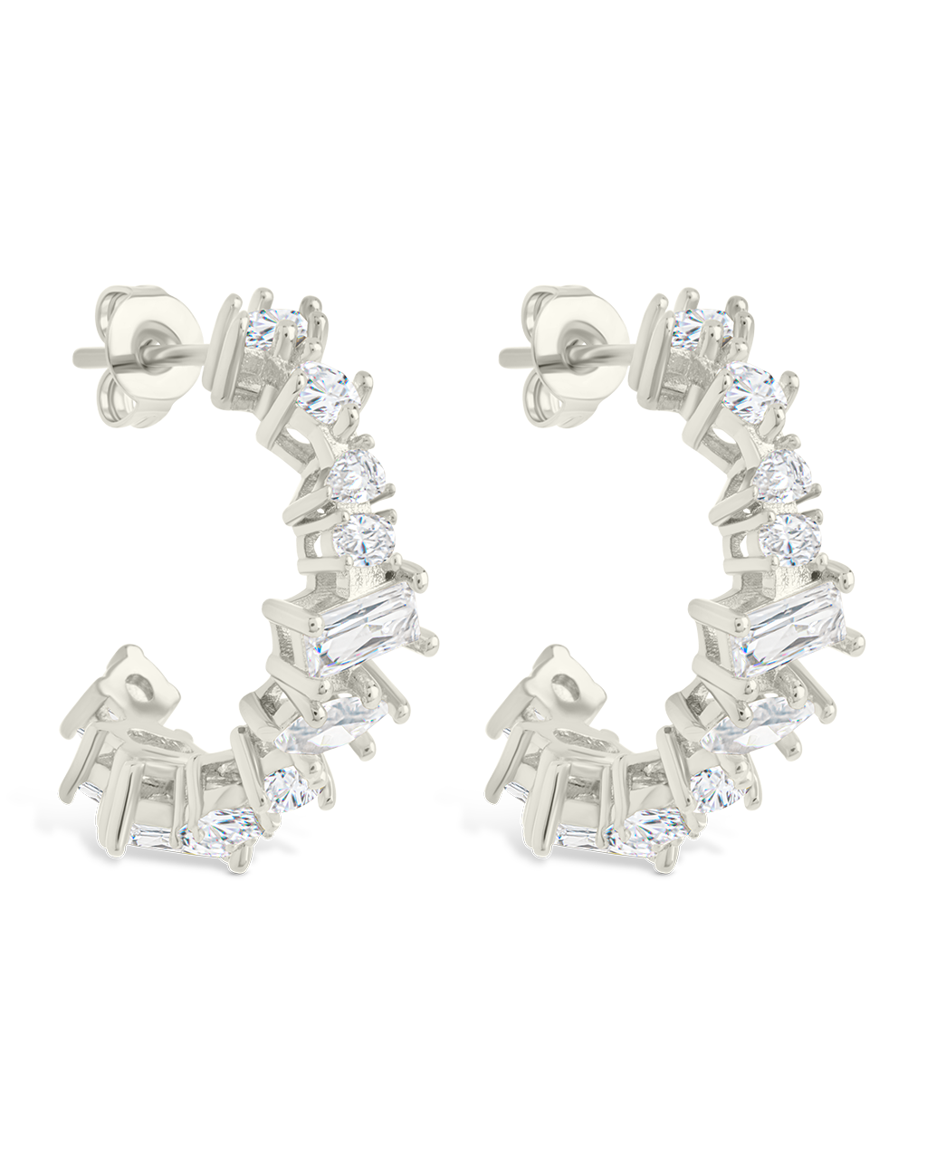 Keziah Geo Cut CZ Hoops - Stylish Cubic Zirconia Earrings for Women | Perfect for Parties, Weddings & Everyday Wear