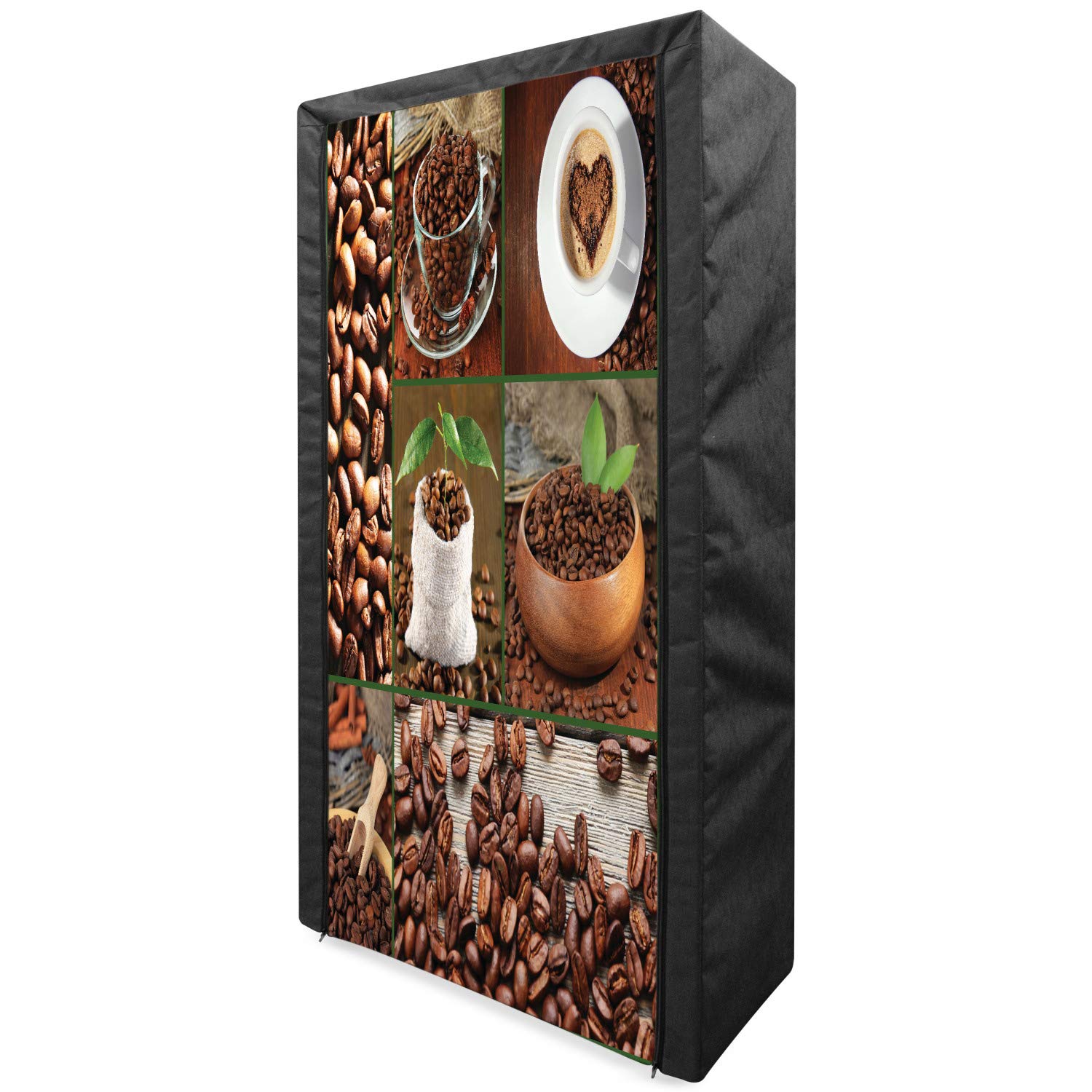 Ambesonne Brown Portable Fabric Wardrobe with Coffee Beans Design - 33.5