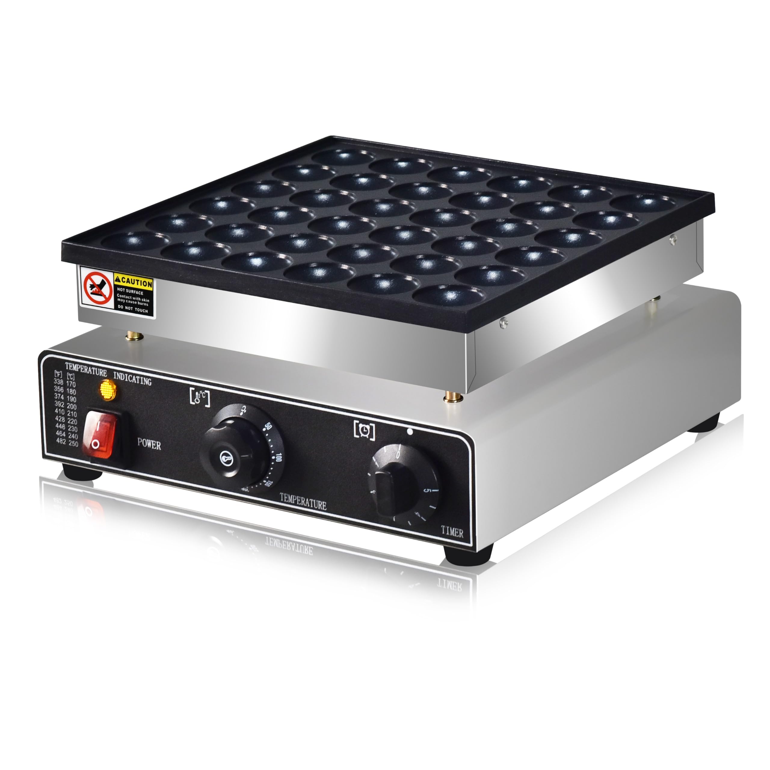 110V Commercial Mini Dutch Pancake Maker - 36PCS Nonstick Dorayaki & Poffertjes Grill Machine, Stainless Steel Breakfast Baker for Restaurants, Cafes - Perfect for Dutch Pancakes, Japanese Dorayaki, Sweet Snacks & Desserts