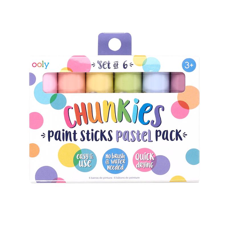 Chunkies Paint Sticks Pastel 6 Pack - Non-Toxic Washable Art Supplies for Kids, Classroom & Home DIY Crafts, Perfect for Toddlers & Children's Creative Projects