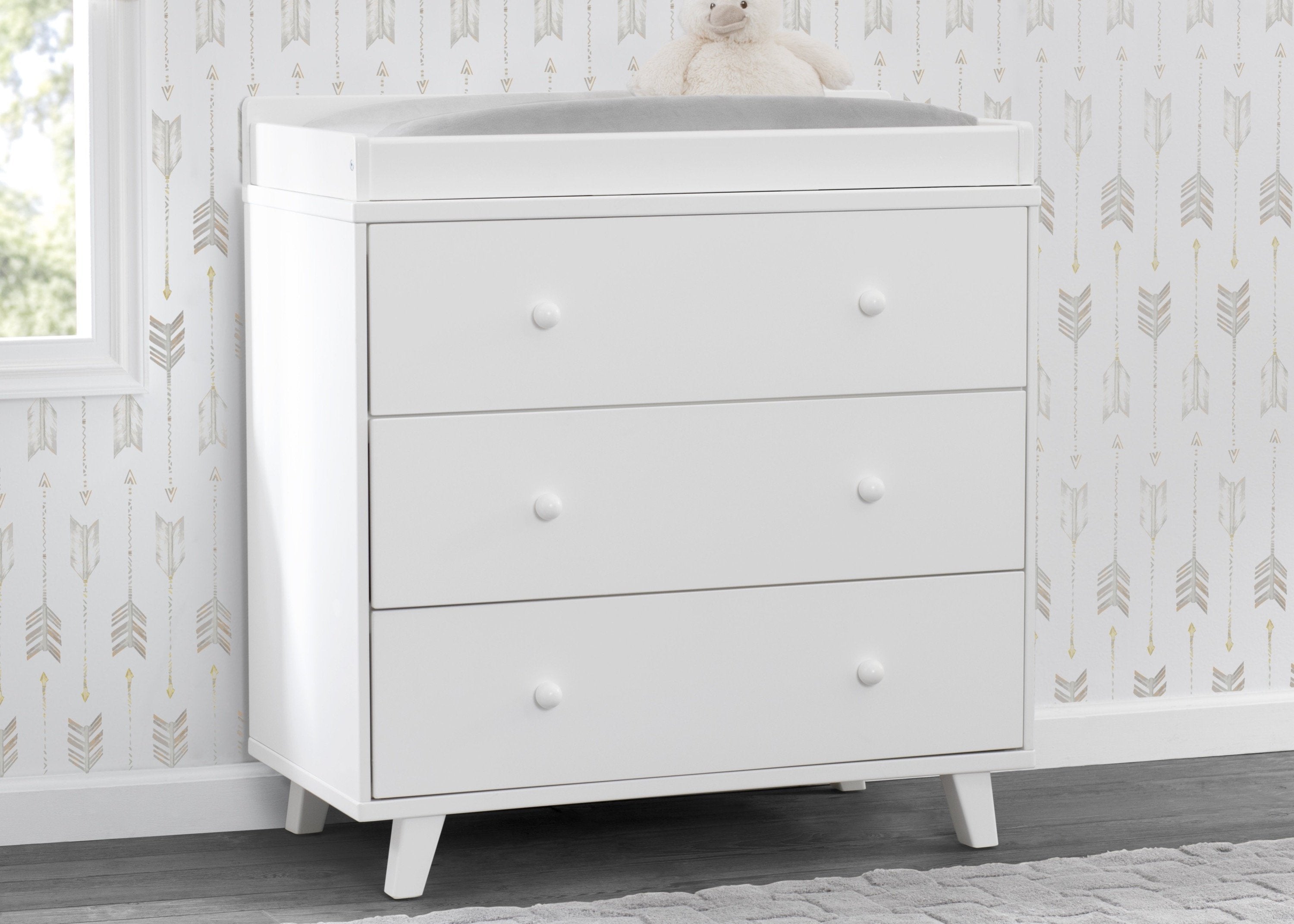 Ava 3 Drawer Nursery Dresser with Changing Table Top - Perfect Baby Changing Station for Nursery Organization & Storage