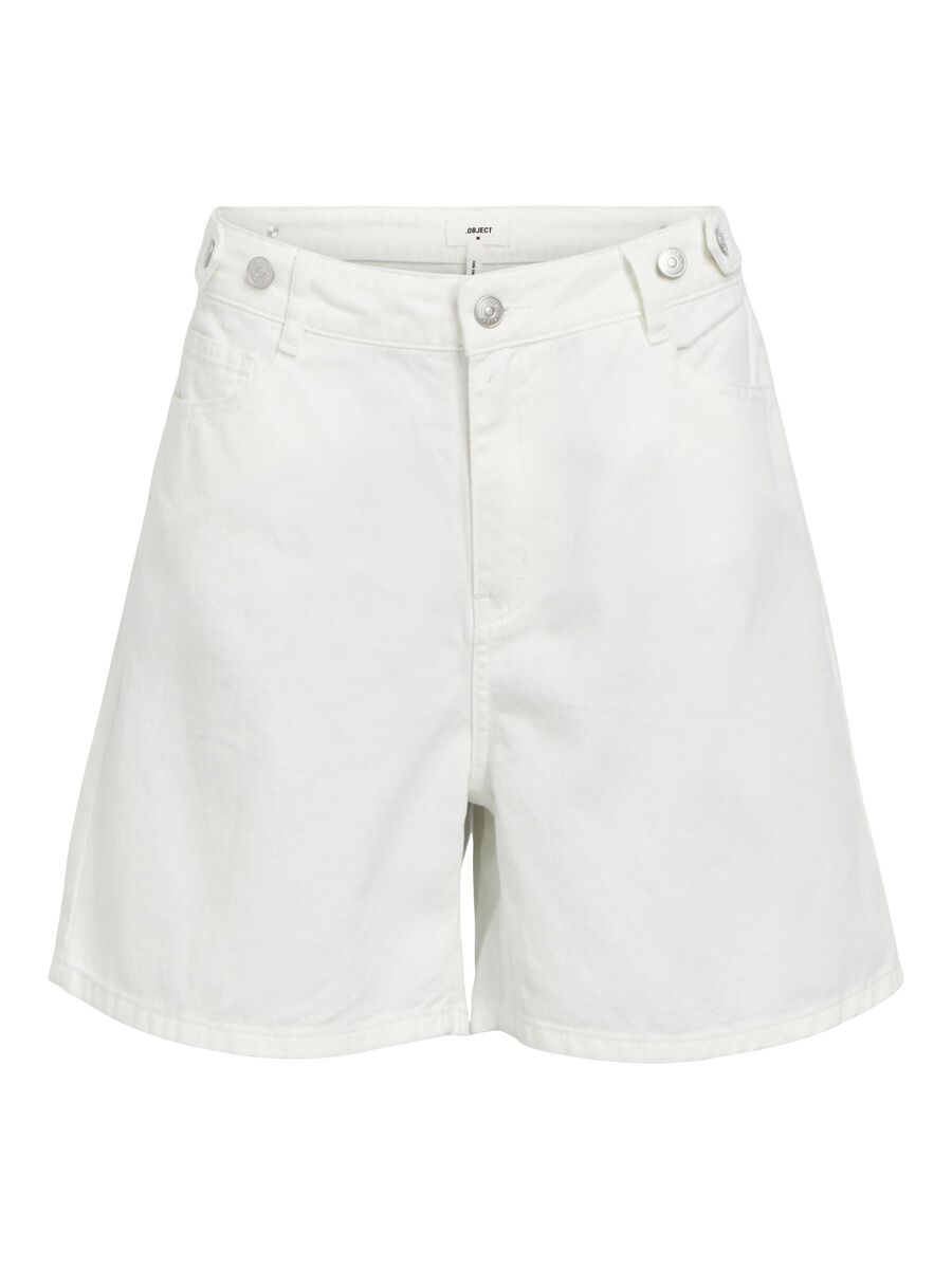 Glory Mid Waist Denim Shorts for Women - Cloud Dancer White Washed High Rise Jean Shorts | Perfect for Summer, Beach, and Casual Outfits