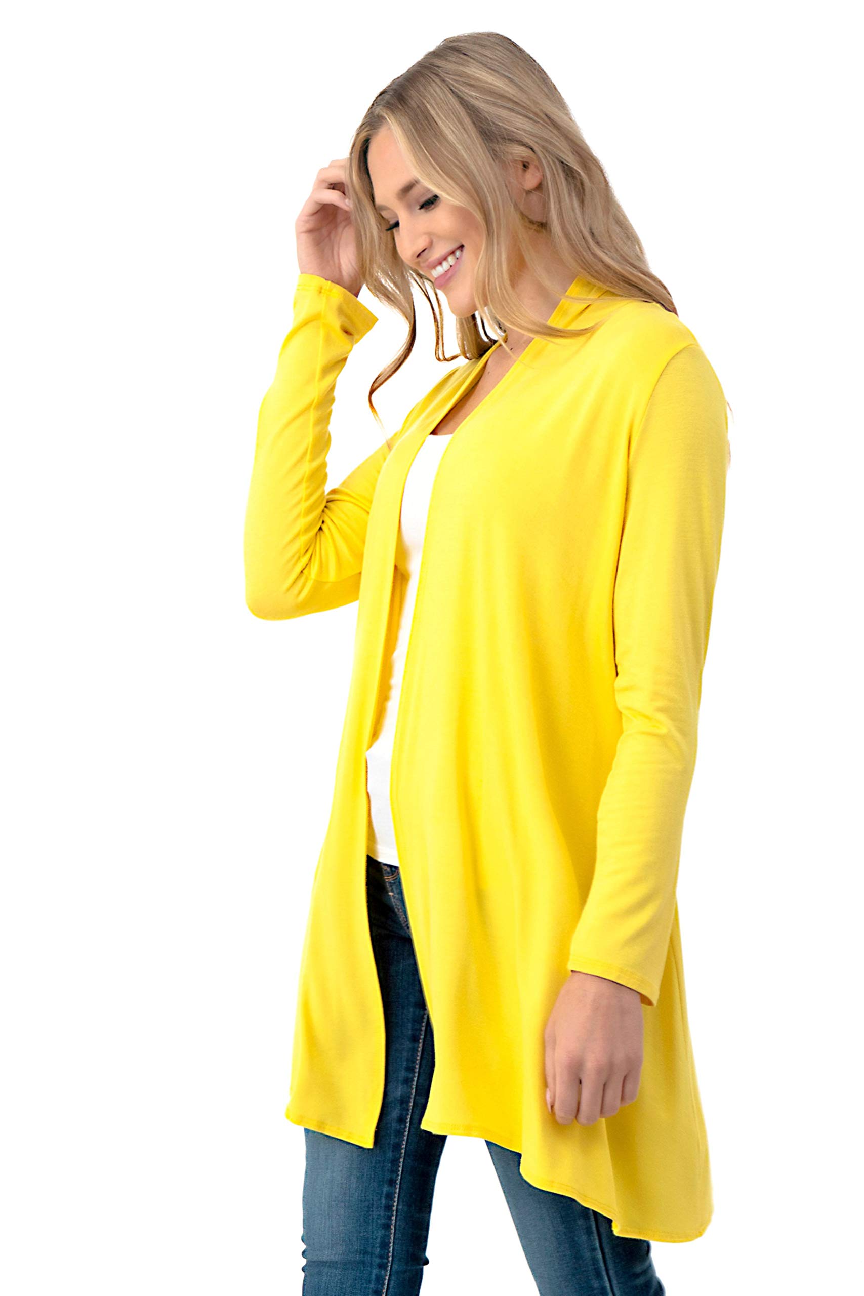Simpli Soft Casual Longline Long Sleeve Cardigan Sweater for Women | Comfortable Lightweight Open Front Cover-Up | Made in USA | Perfect for Office, Lounge & Fall Layering