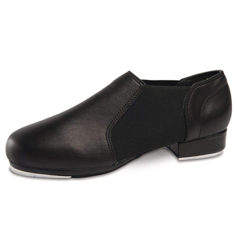Danshuz Women's Black Leather Slip-On Elastic Dance Tap Shoes Size 7 - Comfortable & Stylish for Jazz, Ballet, and Performance Dance