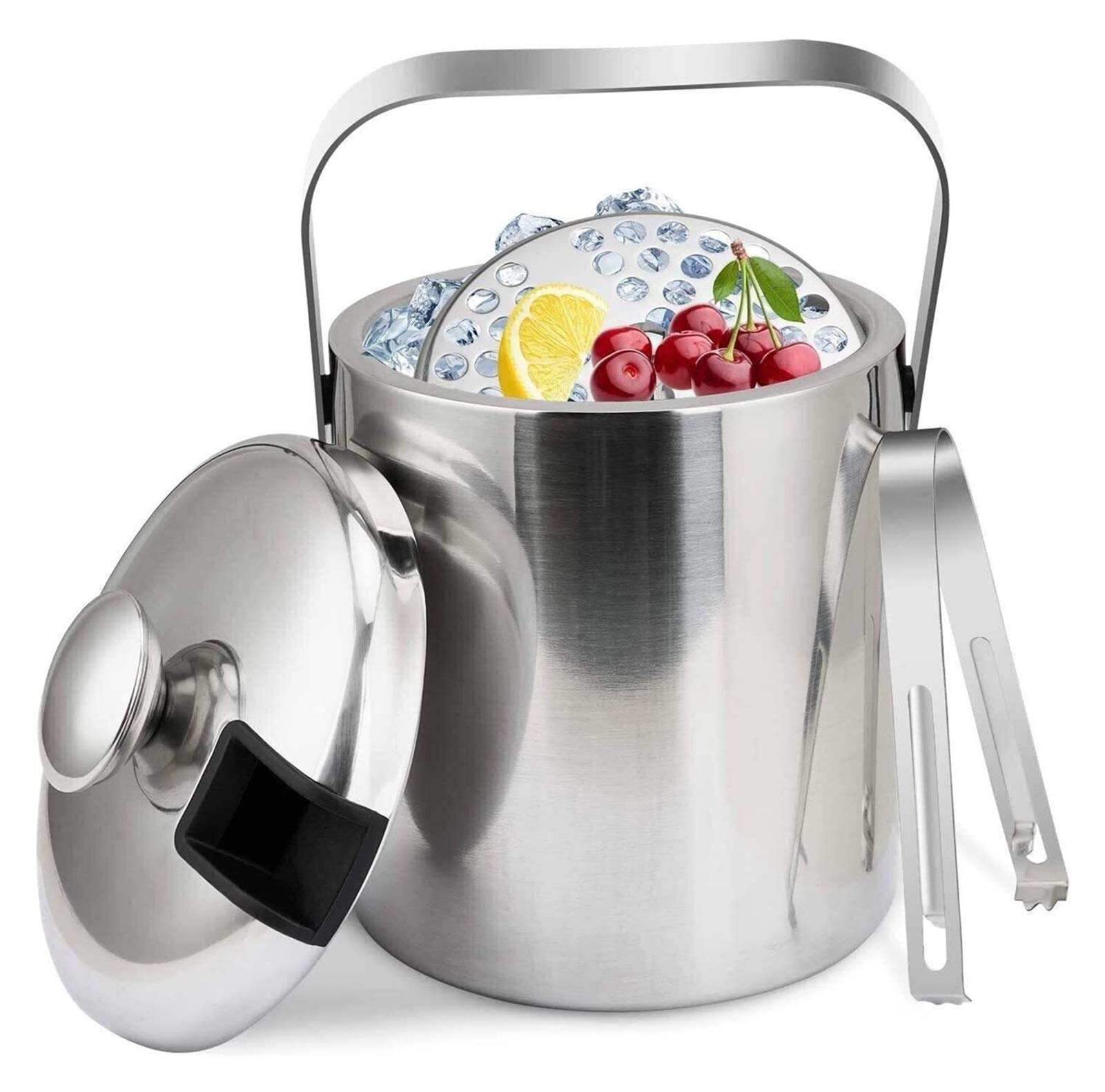 Premium Stainless Steel Ice Bucket with Airtight Lid - 1.3L Double-Wall Insulated Drink Chiller for Wine, Beer & Cocktails | Keeps Ice Frozen Longer | Perfect for BBQ Parties, Outdoor Gatherings & Home Entertaining