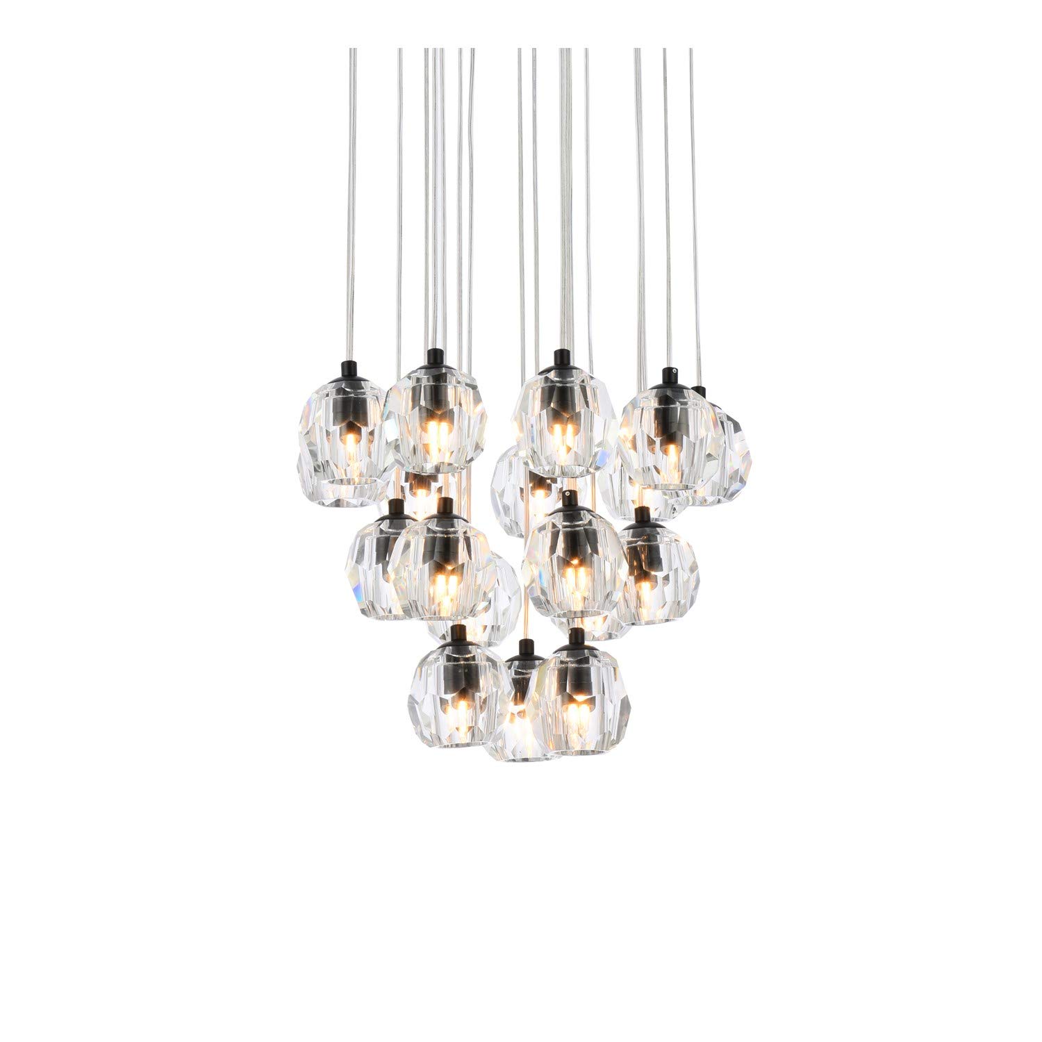 Eren 18-Light Black Modern Chandelier - Elegant Dining Room Pendant Lighting for Kitchen Island, Living Room, and Bedroom