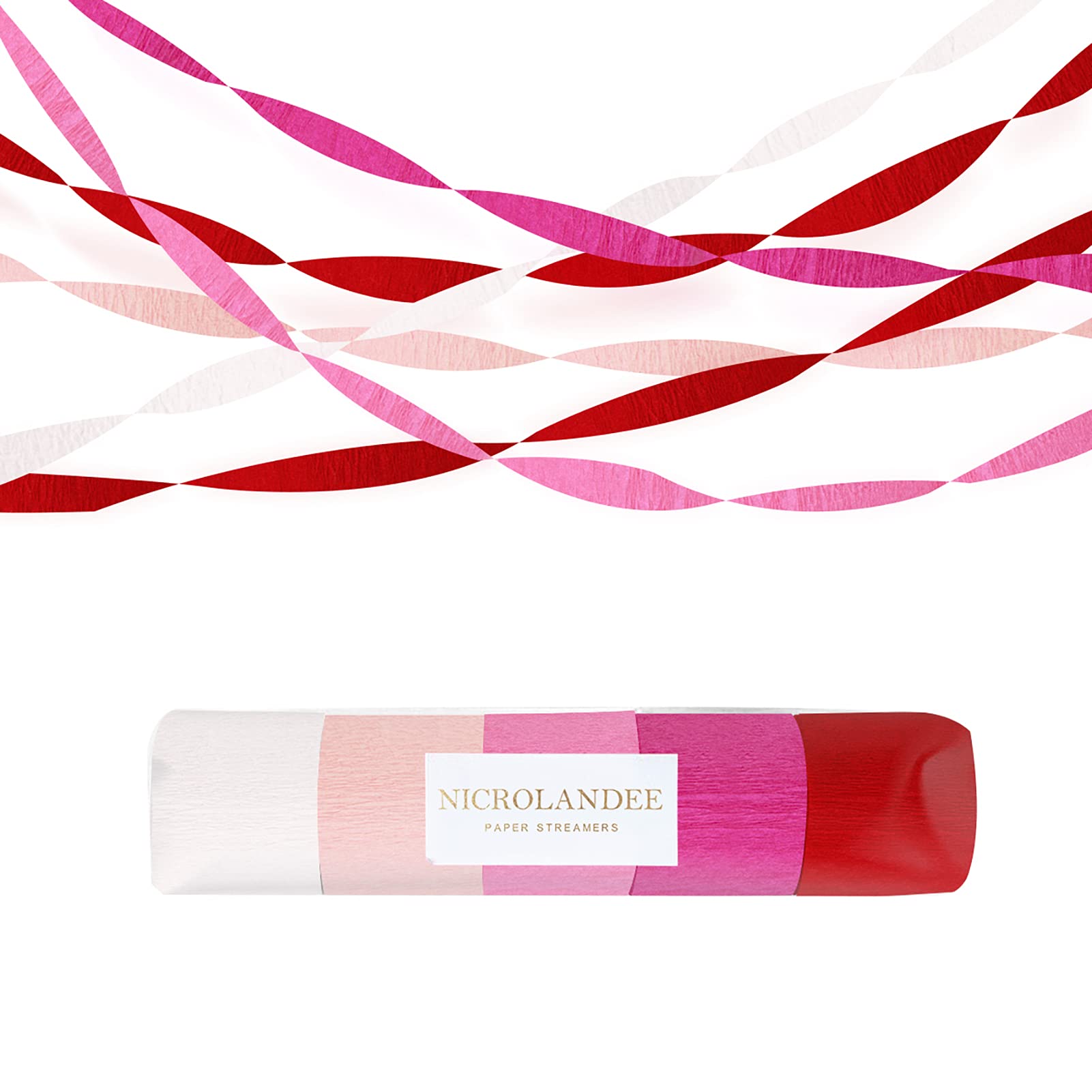 Pink White Rose Red Crepe Paper Streamers - 5 Rolls Wedding Party Decorations for Birthday, Bachelorette, Bridal Shower, Baby Shower & Anniversary | Perfect for DIY Backdrops, Ceiling Decor & Photo Booth Backgrounds