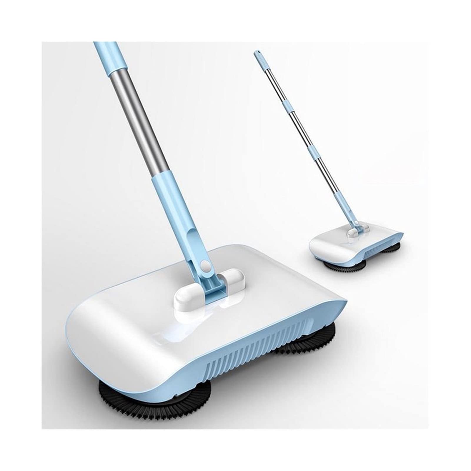 MINGMIN-DZ Hand Push Sweeper and Mop Combo - 2-in-1 Home Cleaning Machine with Vacuum Function - Lightweight Manual Floor Cleaner with Adjustable Broom Handle (Blue) - Perfect for Hardwood Floors, Tile, and Laminate Surfaces