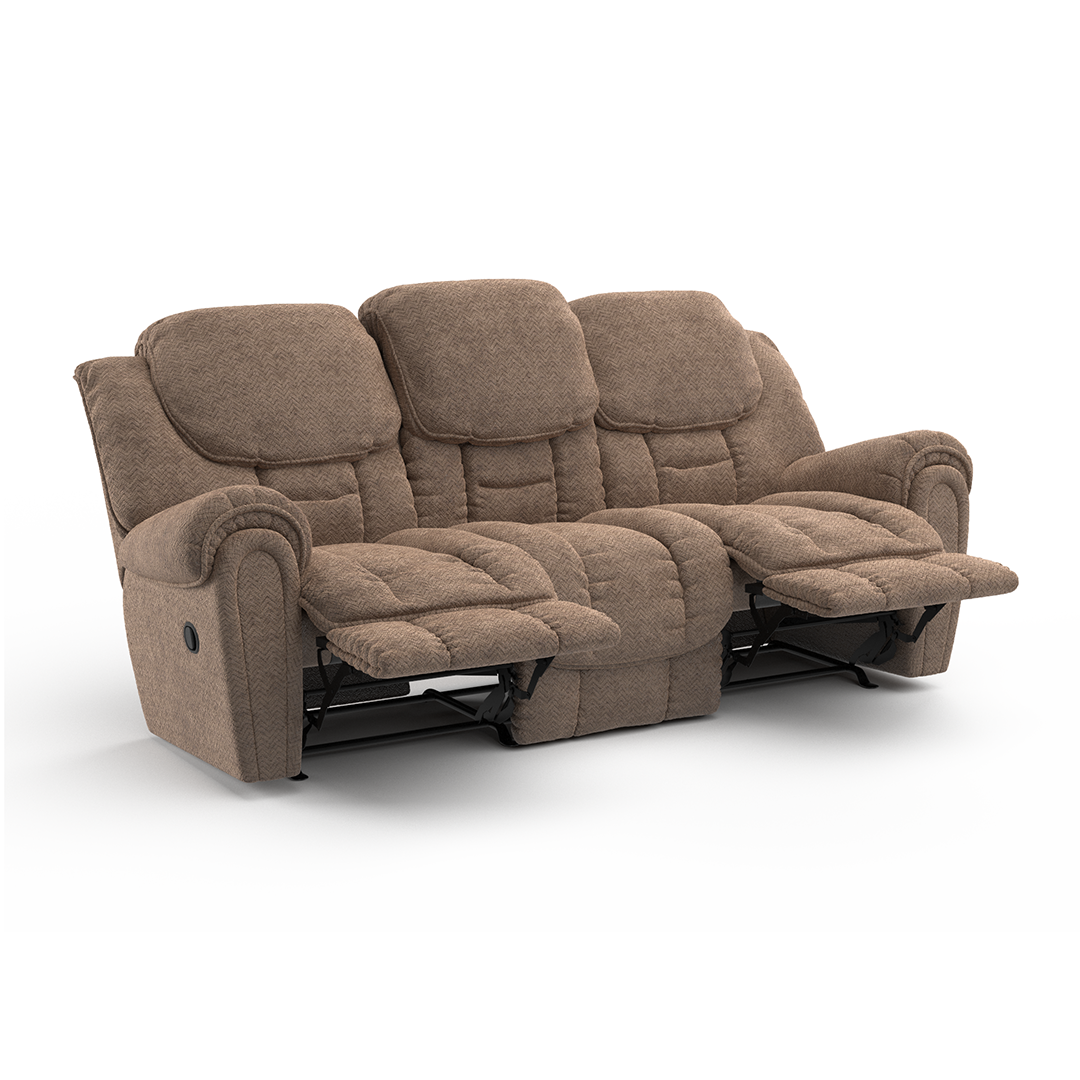 Del Mar Reclining Sofa - 3-Seater Leather Recliner Couch with Cup Holders & USB Ports | Modern Living Room Furniture for Home Theater & Family Relaxation