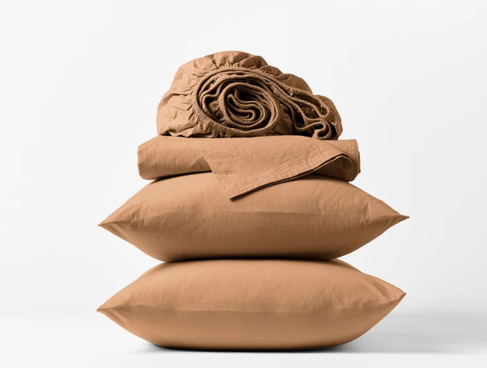 Organic Crinkled Percale Sheet Set - 100% Cotton, Breathable & Soft Bedding for a Comfortable Sleep - Perfect for Home, Hotel, and Airbnb Use