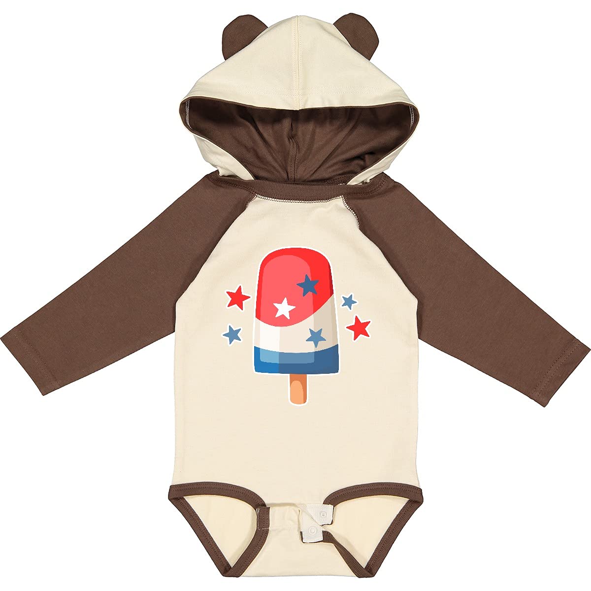Inktastic Ice Cream Pop 4th of July Baby Long Sleeve Bodysuit - Cute Patriotic Outfit for Infants & Toddlers - Perfect for Independence Day Celebrations, Family Photos & Holiday Events