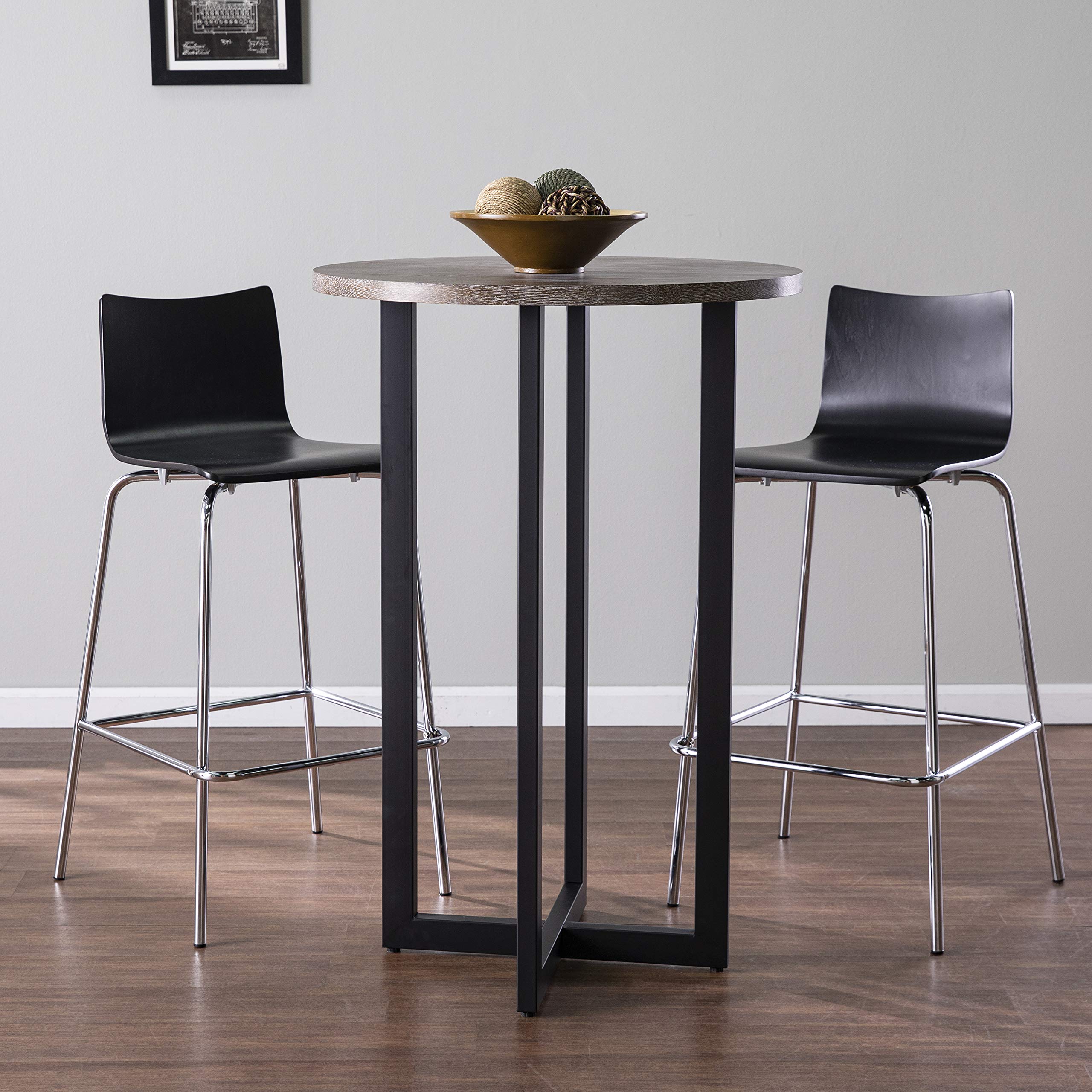 SEI Furniture Danby 42 Inch Bar Bistro Table - Black & Burnt Oak Finish - Perfect for Kitchen, Dining Room, Patio or Outdoor Entertaining