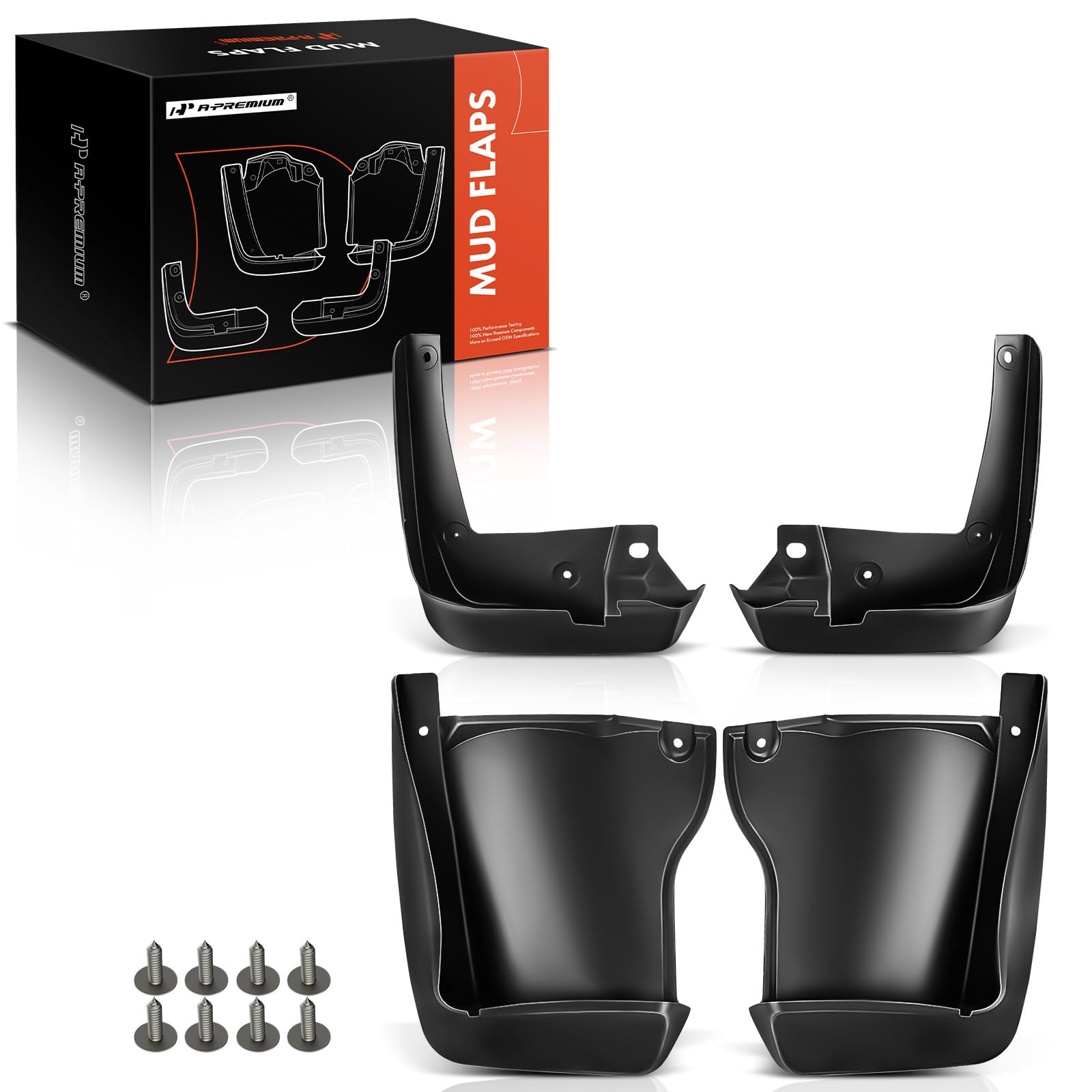 Premium 4PCS Mud Flaps Splash Guards for 2008-2012 Honda Accord Sedan - Front & Rear Set (Driver & Passenger) - Durable Black Mudguards with Hardware Accessories | All-Weather Protection Against Road Debris & Splashes