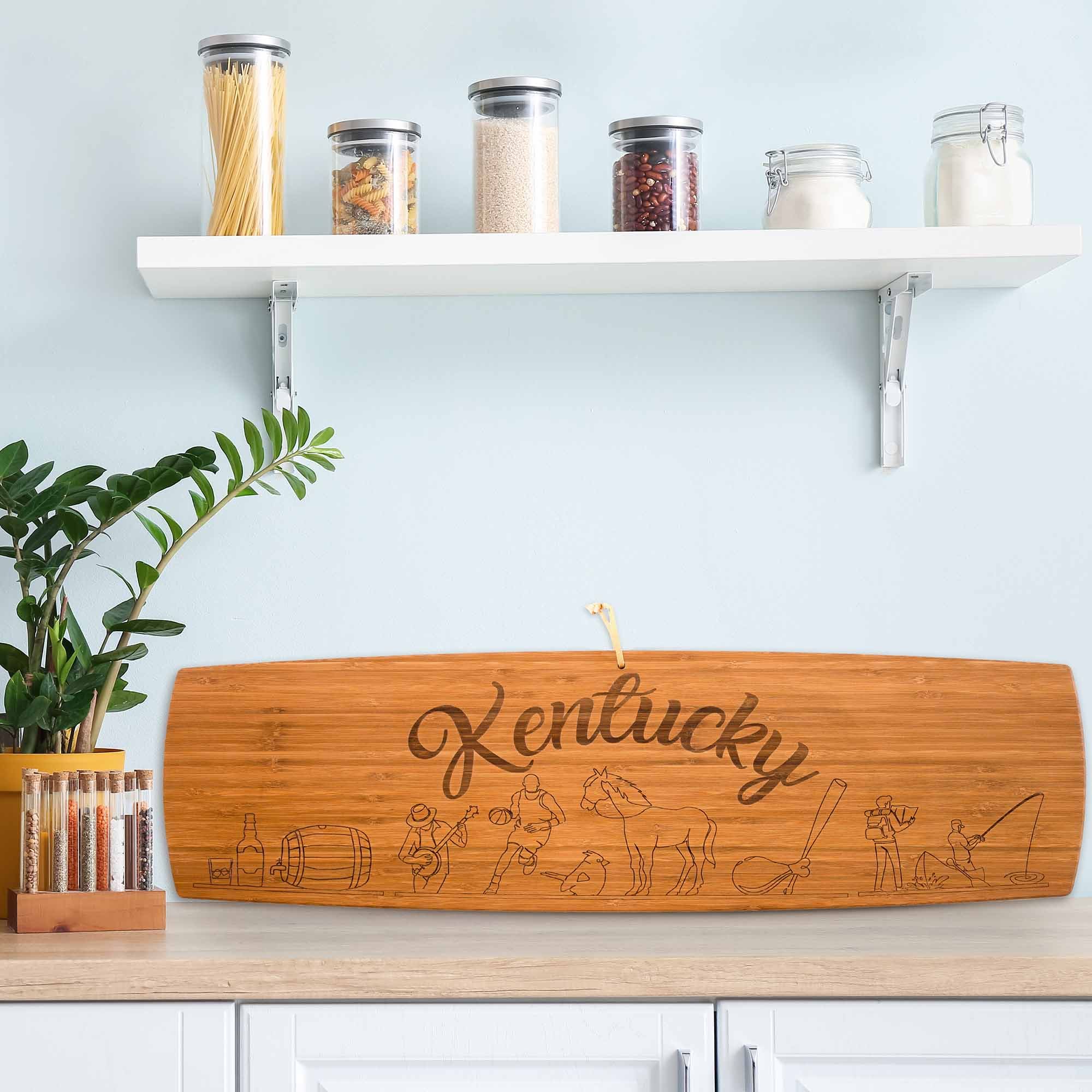 Kentucky Engraved XL Charcuterie Board - 30 x 8.5 Inches Large Wooden Serving Tray for Cheese, Charcuterie, and Appetizers - Perfect for Parties, Weddings, and Holiday Gatherings