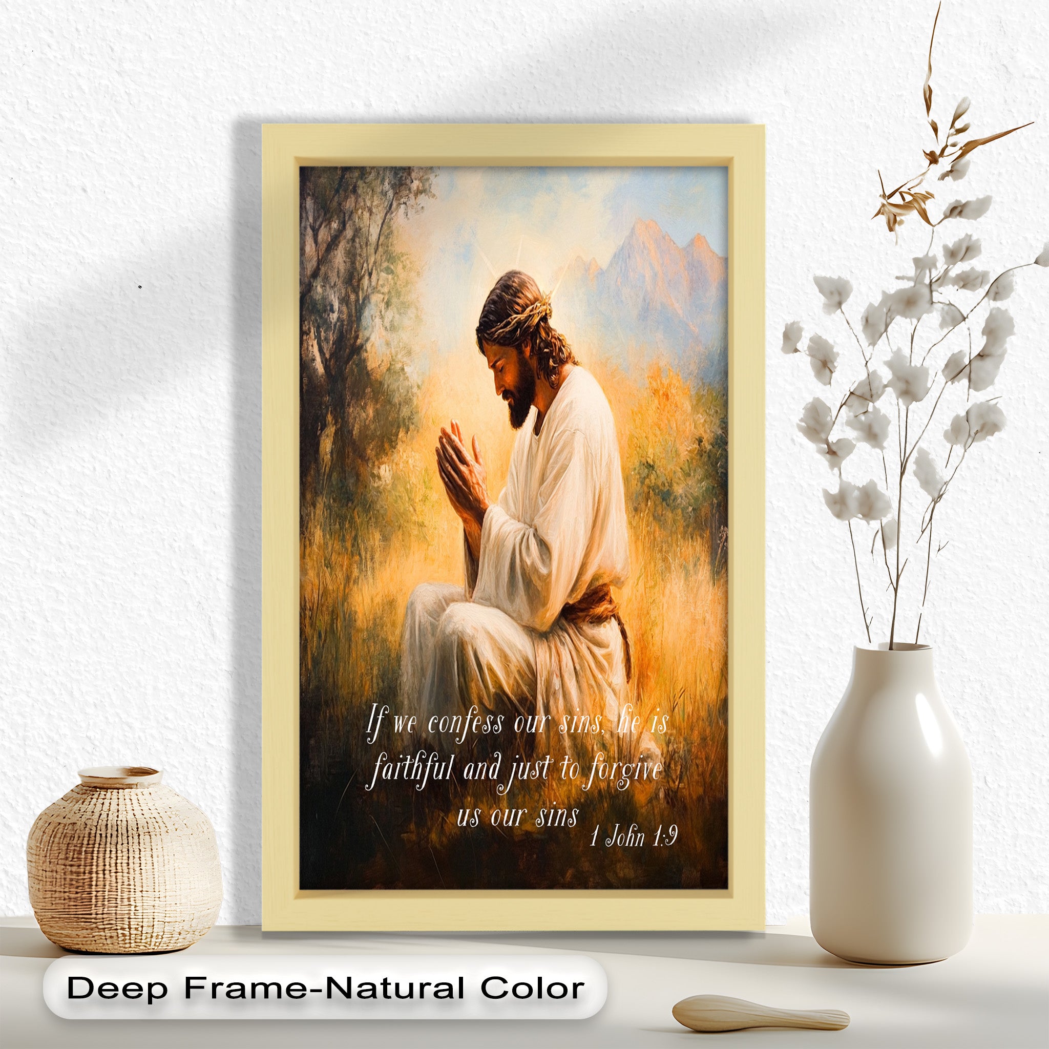 1 John 1:9 Bible Verse Oil Painting - Christian Scripture Wall Art for Home Decor, Church & Prayer Room - Divine Forgiveness Scripture Artwork