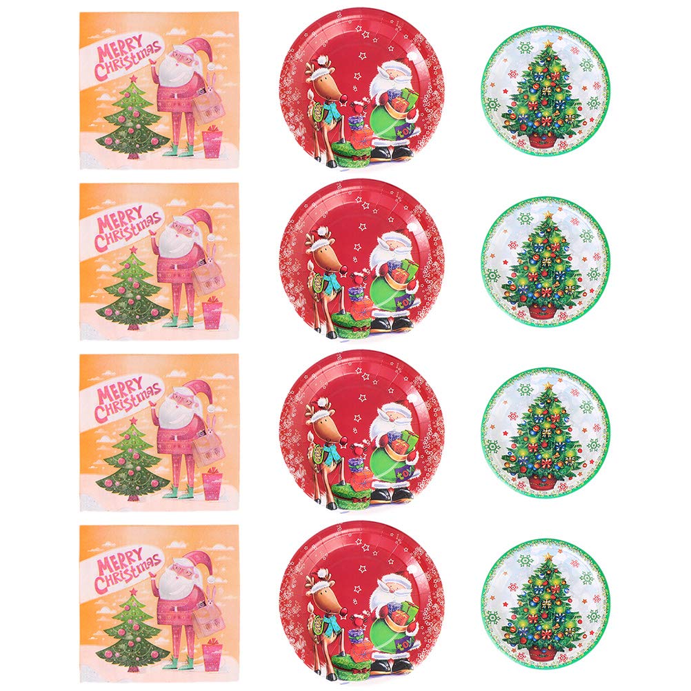 Cabilock 40-Piece Christmas Party Dinnerware Set - Disposable Paper Plates, Cups, Napkins & Cutlery for Holiday Celebrations, Family Gatherings & Festive Decorations