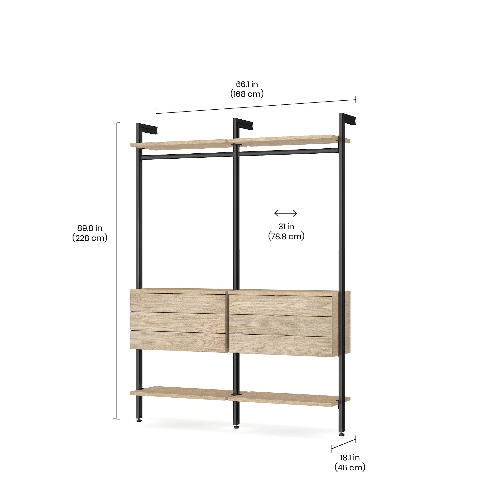 Modular Closet Storage System - Expandable Wardrobe Organizer with Shelves & Hanging Rods for Bedroom, Closet & Home Organization