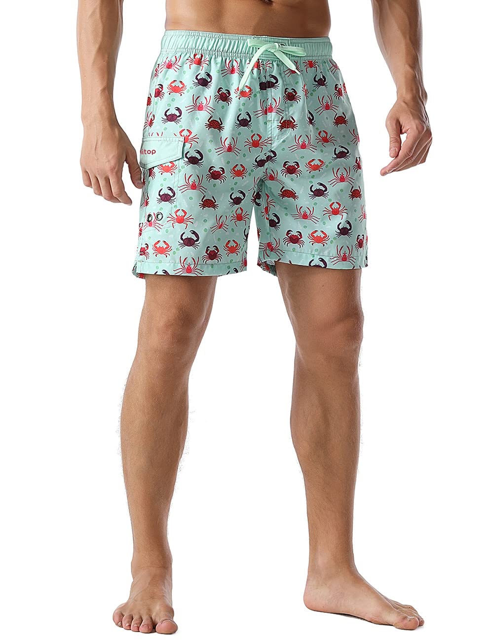 **Unitop Men's Quick-Dry Swim Trunks with Mesh Lining - Above Knee Bathing Suits for Swimming, Beach, Pool & Water Sports**