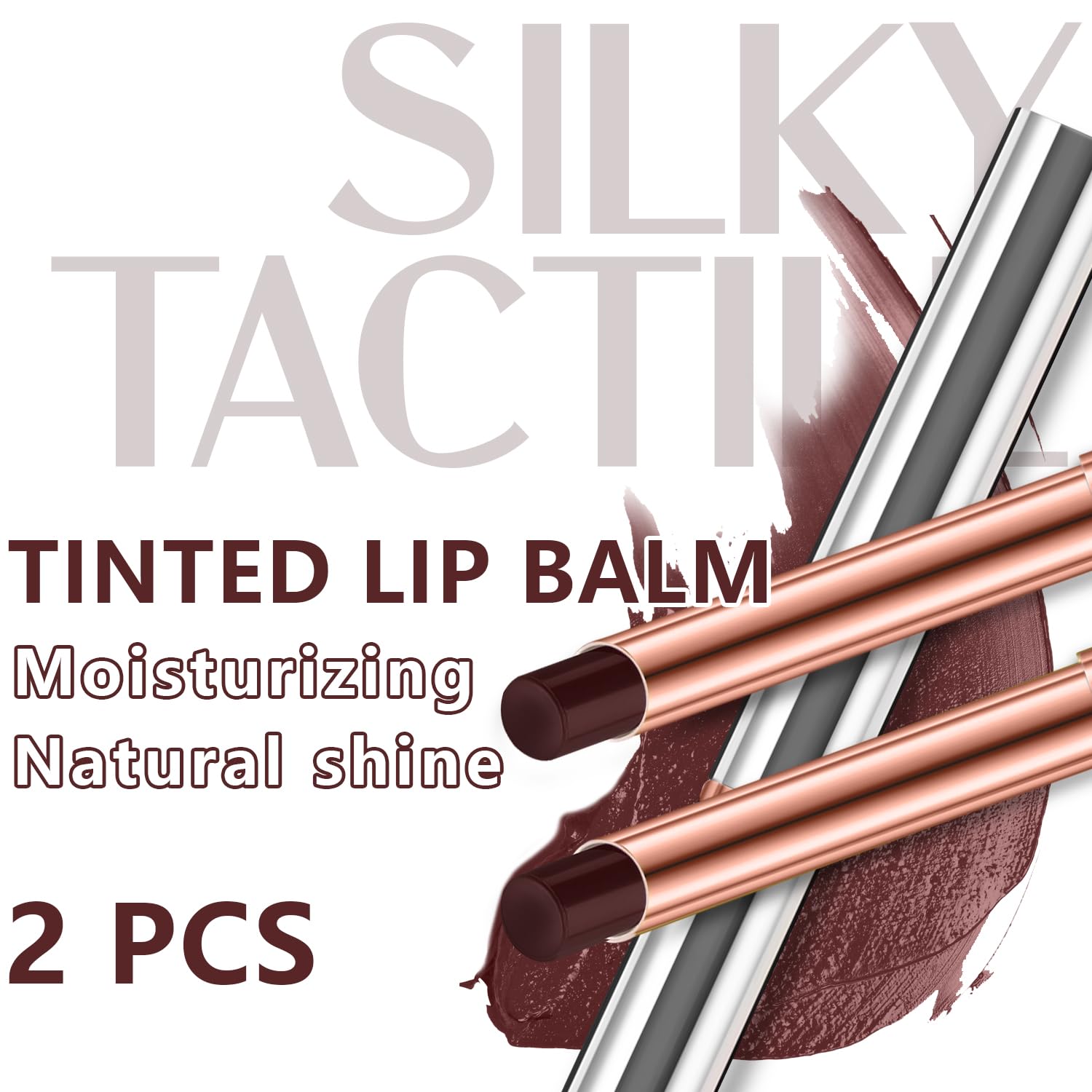 2PCS Tinted Lip Balm - Black Candy Hydrating Sheer Formula, Natural Glossy Finish & Moisturizing Lip Care for Dry Lips, Vegan & Cruelty-Free (Perfect for Everyday Wear, Date Night & Makeup Looks)