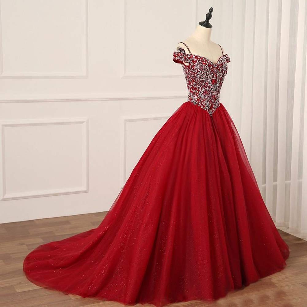 Emanni Women's Puffy Crystal Quinceanera Dress Ball Gown - Sweet 16 Prom Dress Off Shoulder Formal Gown in Lime Green for Quinceañera, Debutante, Homecoming & Special Occasions