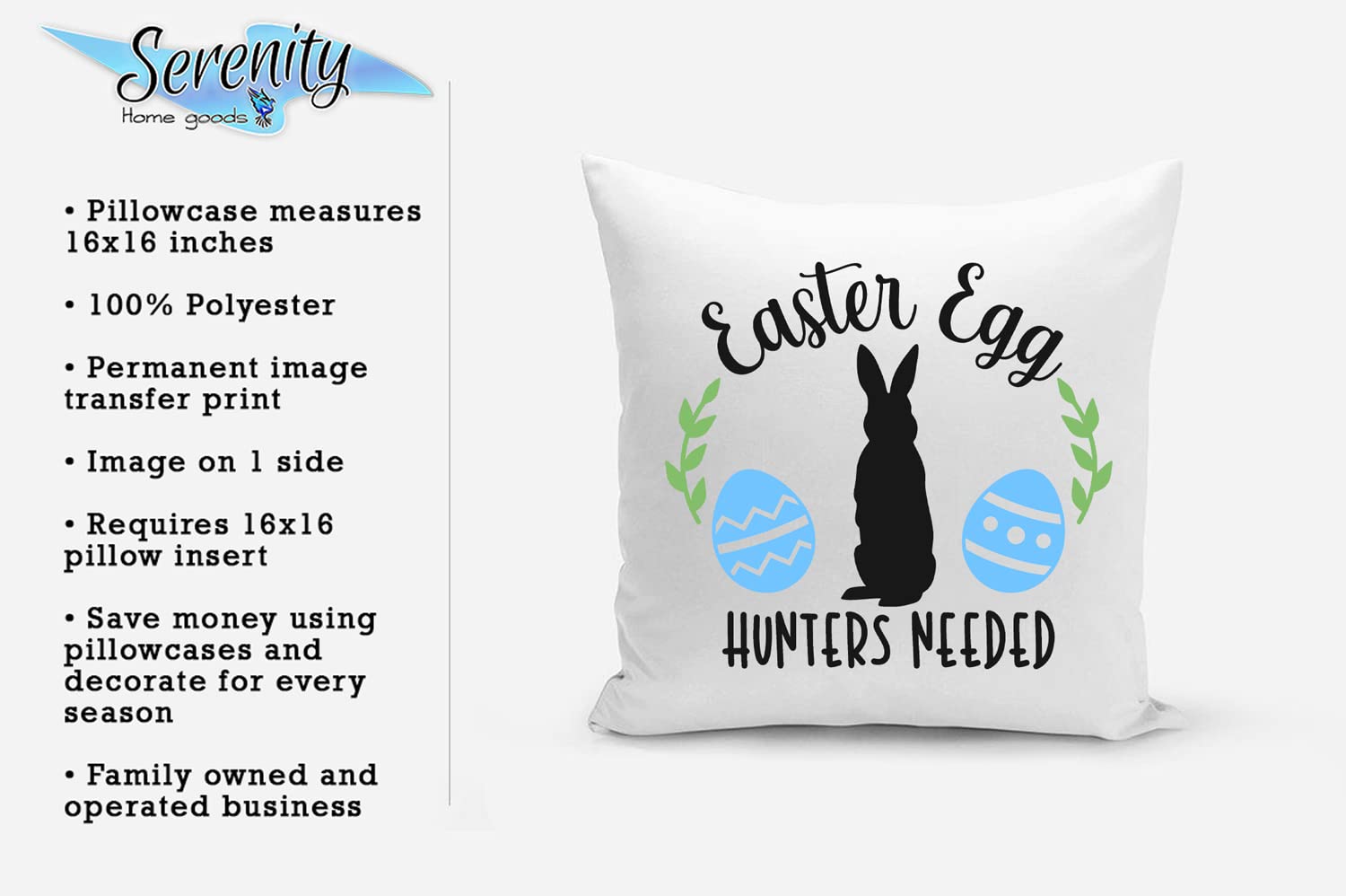 Easter Spring Throw Pillow Cover 16x16 Inches - Soft Decorative Cushion for Sofa, Couch, Bed & Home Decor - White Aesthetic Pillow Insert - Perfect for Living Room, Bedroom & Seasonal Decorations
