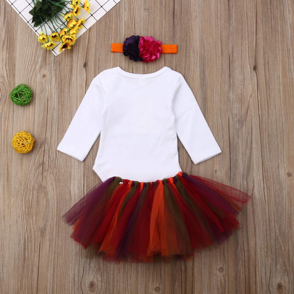 Adorable Thanksgiving Outfits for Baby Girls - Turkey Romper, Tutu Skirt & Headband Set | Newborn Infant Holiday Costume for Family Photos & Party Celebrations