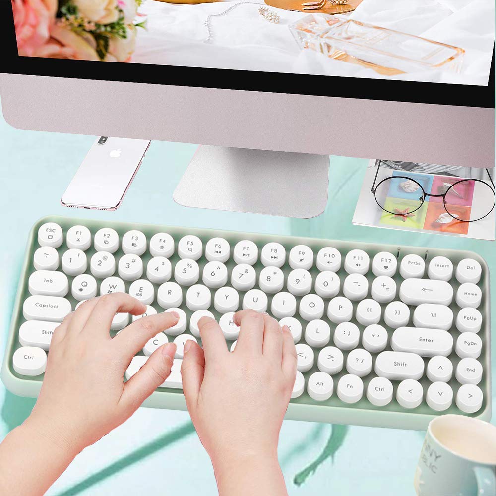 Wireless Bluetooth Keyboard Mini Portable 84 Keys - Compatible with Android, Windows, PC, Tablet - Slim Design for Home, Office & Travel (Dark Green) - Perfect for Typing, Gaming & Remote Work