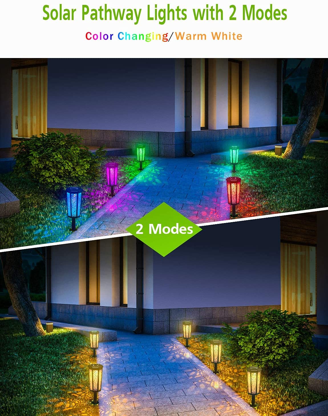2 Pack Solar Pathway Lights Outdoor - Waterproof Auto On/Off Solar Garden Lights with 2 Modes | LED Landscape Lighting for Walkway, Driveway, Patio, Yard, Pool Area | Perfect for Nighttime Safety & Garden Decor