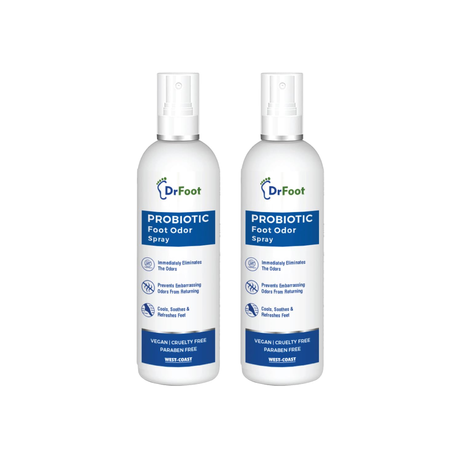 Dr Foot Probiotic Foot Odor Spray with Lemongrass & Tea Tree Oil | 100ml (Pack of 2) | Natural Foot Sanitizer for Smelly Feet | Eliminates Bad Foot Odor | Perfect for Athletes, Hikers & Daily Use