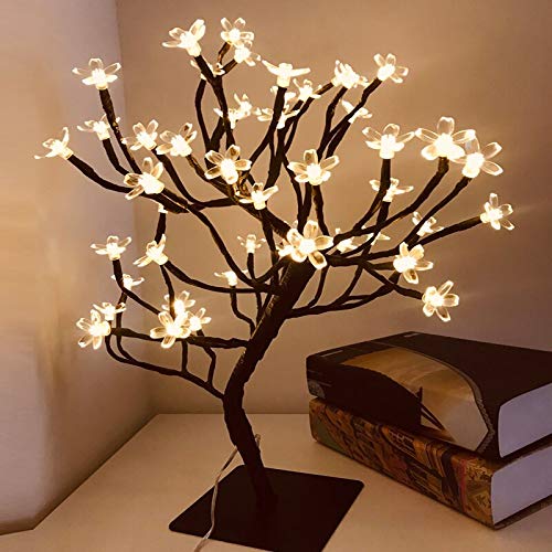 LanFSY Artificial Cherry Blossom Tree with 36 LED Lights - Decorative Tabletop Night Light for Home, Office, Bedroom | Indoor & Outdoor Use - Perfect for Romantic Ambiance, Wedding Decor, and Relaxation
