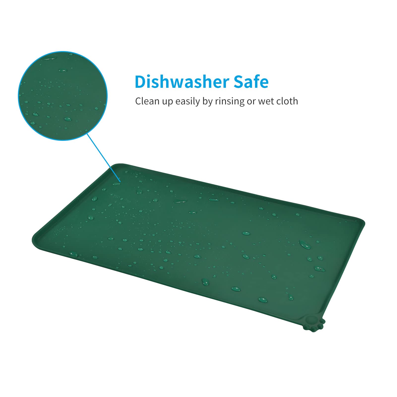 AUDWUD Non-Slip Silicone Pet Feeding Mat - Waterproof Dog Bowl Mat for Food & Water - Perfect for Messy Eaters, Puppy Training & Kitchen Floor Protection